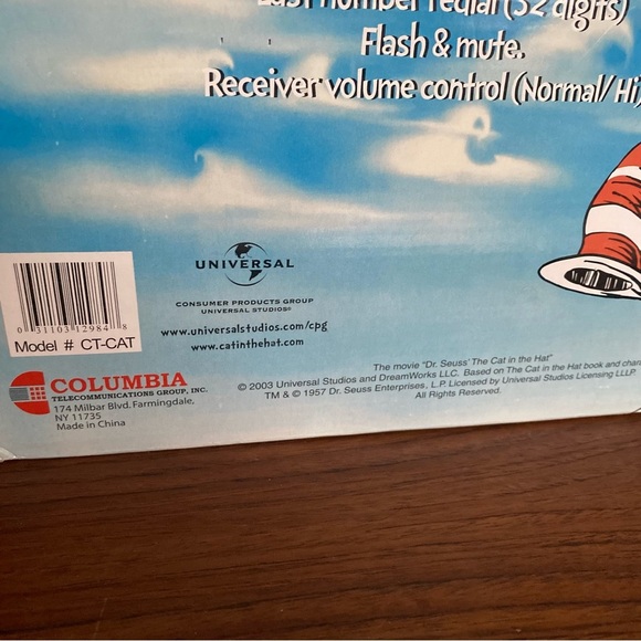 Vintage Dr.Suess Cat in the hat landline telephone new in box - Picture 3 of 6